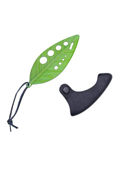 Tocator manual pentru ierburi Flippy, instrument de curatat frunze, tocator, margini ascutie, 9 gauri de diferite dimensiuni, multifunctional, material otel inoxidabil, rezistent la rugina, 14 x 5.5 cm, verde