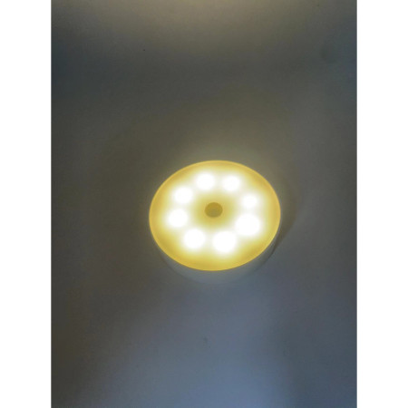 Lampa de Veghe LED, Flippy, cu Senzor de Miscare, Lumina Alba Calda si Rece, Incarcare USB, 0.6W, 300mAh, Design Rotund, Alb, 8.5x2.3 cm