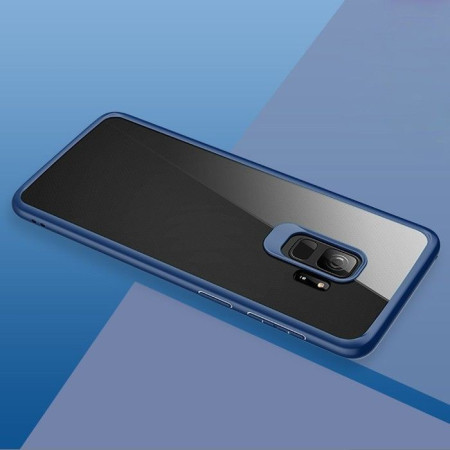 Husa Samsung Galaxy S9 Tpu Transparent cu margini colorate albastru