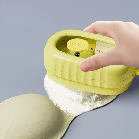 Perie de Spalat Haine, Flippy, cu Dispenser pentru Detergent, 4 Perii de Curatare, din ABS + PS, Galben