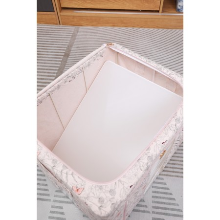 Cutie De Depozitare, Flippy, Pentru Haine, Lenjerie, Sosete Si Sutiene, Material Textil, 66L, Model Fluturasi, Canvas, Bej