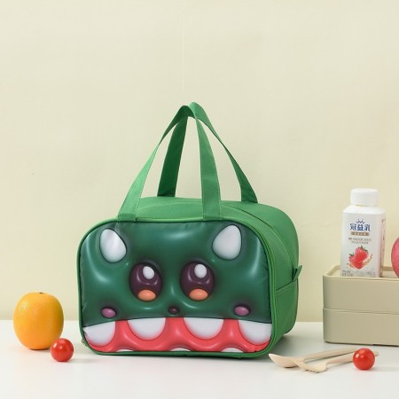 Geantă Frigorifică, Flippy, cu Desene Animat 3D, Portabilă pentru Copii, de Prânz, din Pânză Oxford, 27.5x18x20 cm, Model Crocodil, Verde