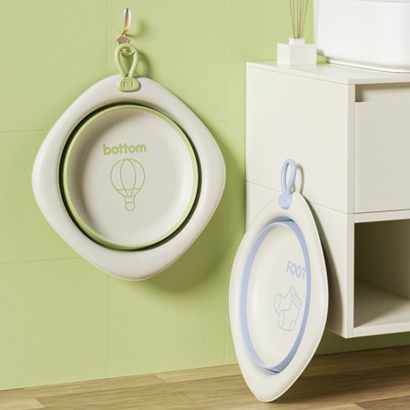 Cada Pliabila pentru Baie pentru Copii, Flippy, Cadita pentru Bebelusi, Model Romb cu Balon, Verde, 31.5x31.5x3.5 cm, 3L