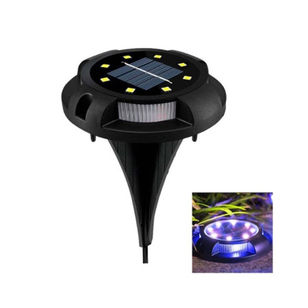 Lampa solara LED tip spot pentru gradina Flippy, cu 4 leduri laterale multicolore si 8 leduri principale alb rece, IP65, material ABS, baterie 2V, 700 mah, 11x13.5 cm, multicolor