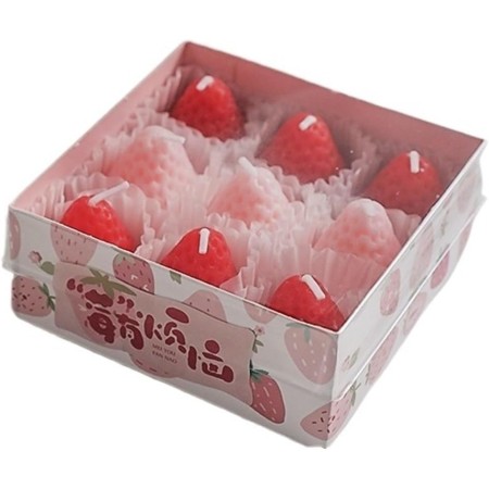 Set 9 Lumanari Parfumate, Flippy, Model Capsunici, Ardere 30 min, 117g, 9.3 x 9.3 x 3.8 cm, Roz/Rosu