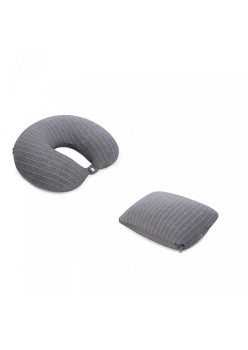 Pernă de Călătorie 2în1, Design Versatil cu Particule de Spumă cu Memorie, Confort Ergonomic, Gri