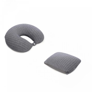 Pernă de Călătorie 2în1, Design Versatil cu Particule de Spumă cu Memorie, Confort Ergonomic, Gri
