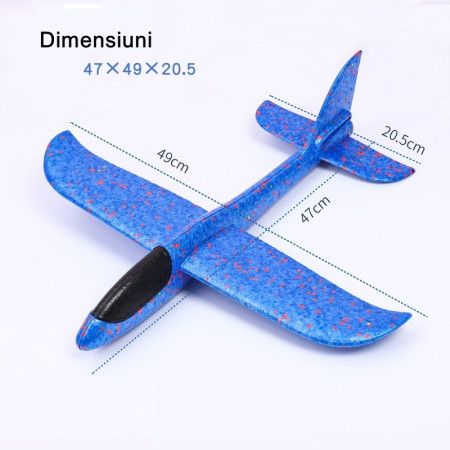 Avion Planor Polistiren 47 cm, Albastru – Jucarie Outdoor pentru Copii
