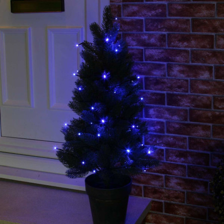 Instalatie de Craciun 8 jocuri de lumini, controler, liniara, 10 m, din care 1 m cablu priza 220V, 100 LED, fir negru, albastru