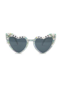 Ochelari Decorativi, Flippy, Model Bride to Be, cu Perle si Diamante, pentru Nunta, din PC, 15.3 x 5.7 x 14.5 cm, Alb