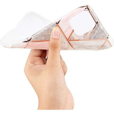 Husa protectie pentru Samsung A71 Soft IMD TPU Marble Geometric Alb