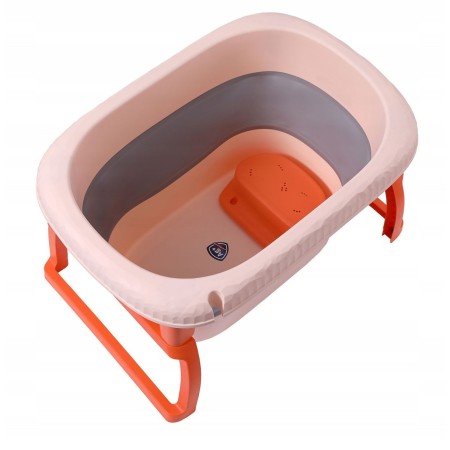 Cada Pliabila pentru Baie, Flippy, din PP+TPE, pentru Copii 0-6 Ani, cu Picioare, Suport de Sezut, Scurgere Etans, 80 x 52 x 42 cm, Portocaliu