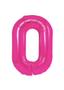 Balon din Folie Metalizata, Flippy, Figurina Cifra, Model 0, Tema Aniversare 100 cm, Ambalaj Individual, Pai Inclus, Umflare cu Aer sau Heliu, Roz