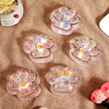 Jucarie Antistres Squishy, Flippy, cu Revenire Lenta, Model Cat Paw, 6.5 x 7 cm, din Tpr, 4-6 Ani, Model 6 Ocean, Transparent
