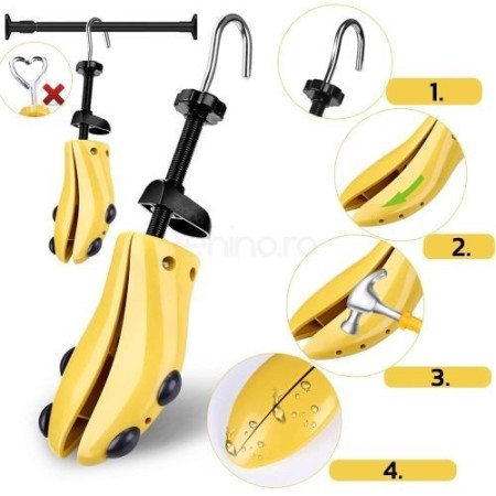 Set 2 Sanuri/Calapoade Reglabile Flippy, Alungit si Largit Pantofi, Marimea 30-36, Universal, Arc, ABS Premium, Galben