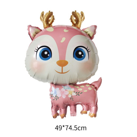 Balon din Folie Metalizata, Flippy, Mini Figurine, Model Cerb, Tematica Aniversare, 49x74.5 cm, Ambalaj Individual, Pai Inclus, Umflare cu Aer sau Heliu, Roz