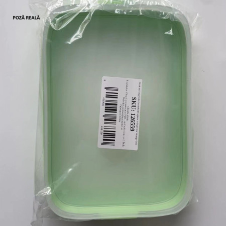 Recipient de Depozitare Alimente, Flippy, Etans, pentru Frigider, din Plastic, Mentinere Proaspata, Reutilizabil, Rezistent la Temperaturi Extreme, 22x14.7x5 cm, Verde