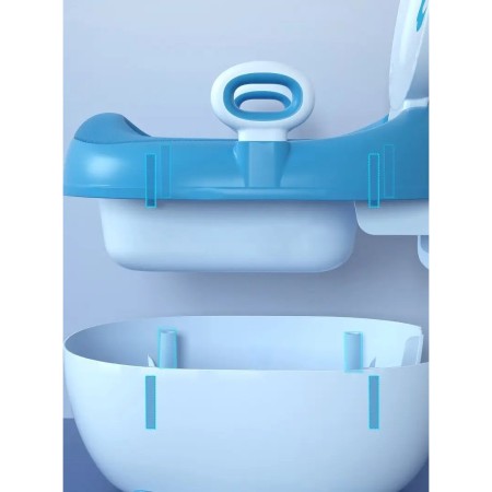 Olita pentru Copii, Flippy, +1an, Portabila, Design cu Ancora, cu Capac, Model Prietenos, Non-Toxic, Compartiment Detasabil, cu Manere, cu 4 Picioare, Usor de Curatat, 46*33*32 cm, Albastru