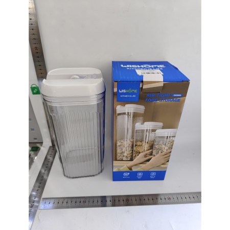 Cutie de Depozitare Alimente, Flippy, tip Container, 2.5L, 12.5x12.5x26 cm, Recipiente pentru Cereale in Bucatarie,  Transparente cu Capac Alb