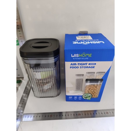 Cutii de Depozitare Alimente, Flippy, Set din 2 Cutii de tip Container, Recipiente pentru Cereale in Bucatarie,  Transparente cu Capac Negru