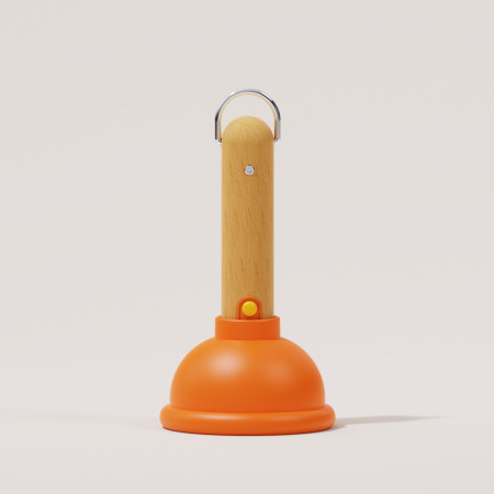 Lampa Nocturna, Flippy, Model Ventuza de Toaleta, Alimentare USB, din Lemn si Silicon, 16 x 9 cm, Portocaliu