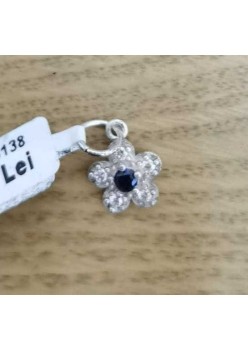 Pandantiv din Argint 925, Jolie Silver, Model Floare Cu Pietre, 0.9 g, 1 x 1 cm, Bleumarin