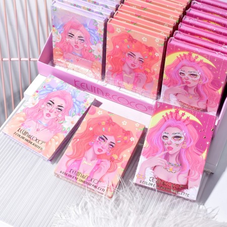 Paleta de Machiaj, KEVIN & COCO, Pink Barbie Girl, Iluminatoare, 3 culori, 11.3 x 8.2 x 1.3 cm