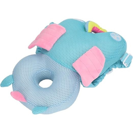 Pernă Tip Rucsac pentru Protecția Capului Bebelușilor, Tetieră Model Unicorn, Design cu Plasă Aerisită, 33x6x19 cm, 180 g, Albastru