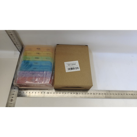 Cutie Depozitare Medicamente, Flippy, 7 Zile, 21 Compartimente, Cutie Suport, Recipiente Detasabile, Portabila, Multicolor, Cutie Transparenta, 15.6x12 cm