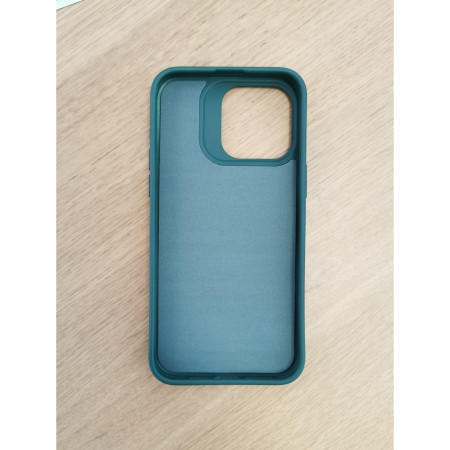 Husa Apple iPhone 15 Pro Max, Flippy, din Silicon Lichid, Interior din Microfibra, Lentile Fosforescente de Protectie Camera, Anti Amprenta, Rezistenta la Socuri, Verde