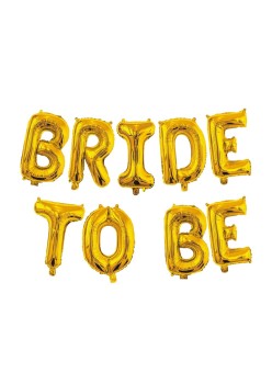 Set Baloane din Folie Metalizata, Flippy, Model Bride to Be, Litere de 40 cm, Baloane Party, Ambalaj Individual, Pai Inclus, Umflare cu Aer sau Heliu, Auriu