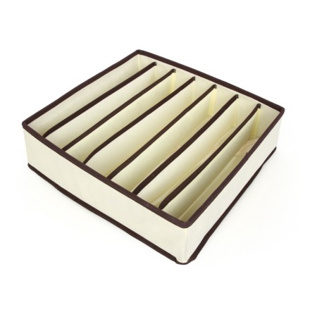 Cutie Depozitare Lenjerie, 7 Compartimente, Pânză Oxford, 32x32x10 cm, Sertare/Dulap, Bej