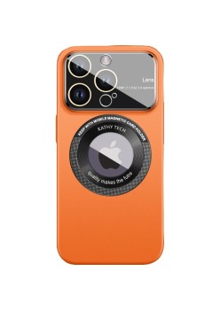 Husa protectie MagSafe Kathy Tech, Flippy, pentru Apple iPhone 14 Pro, Dublu Cerc, Portocaliu