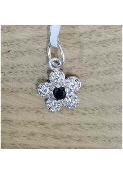 Pandantiv din Argint 925, Jolie Silver, Model Floare Cu Pietre, 0.9 g, 1 x 1 cm, Negru