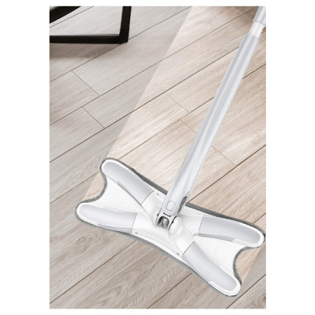 Set Mop Plat + Galeata, Flippy, cu Sistem de Stoargere, Lungime Telescopica 140 cm, Argintiu/Galben