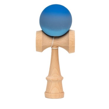 Jucarie Interactiva Kendama, Flippy, din Lemn, 18 cm, Joc de Indemanare pentru Copii si Adulti, Model Gradient 9, Albastru/Gri/Bleu