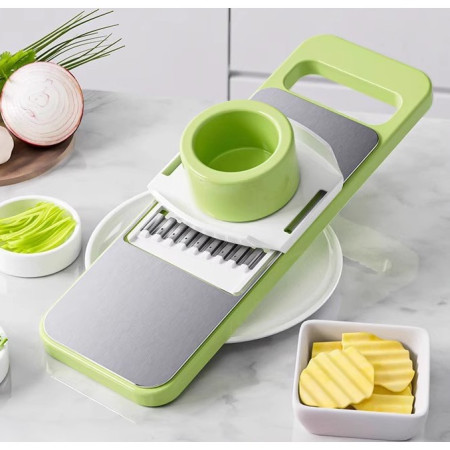 Set Razatoare 7 Piese, Otel Inoxidabil, Ideal Legume, Fructe si branzeturi, Gri-Verde