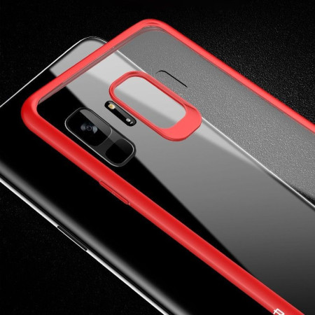 Husa Samsung Galaxy S9 Tpu Transparent cu margini colorate rosu