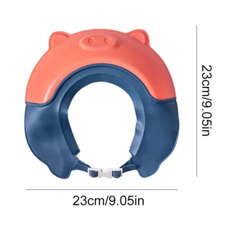 Viziera de Protectie Baie Pentru Copii, Fippy, Model Purcelus, Dimensiune ajustabila, Durabil, Usor de curatat, Impotriva Samponului, pentru Ochi si Urechi, TPE+PP, 23x23 cm, Rosu