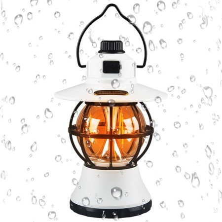 Lampă Camping Retro Reîncărcabilă, 3 Moduri Iluminare, 1200mAh, LED 5W, Intensitate Reglabilă, Culoare Albă, 20 cm, Portabilă cu Mâner