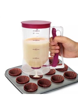 Dispenser de Aluat pentru Prajituri, Flippy, din Plastic, Maner cu Arc, 900 ml, 18.5 x 11 cm, Rosu