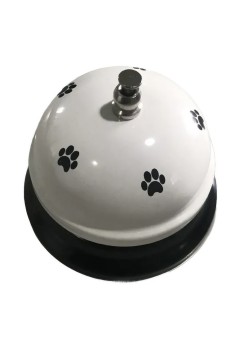 Clopotel Metalic Multifunctional, Flippy, Alb cu Imprimeu Labuta Neagra, 7.5x7.5x6.5 cm, Dresaj, Receptie, Restaurante