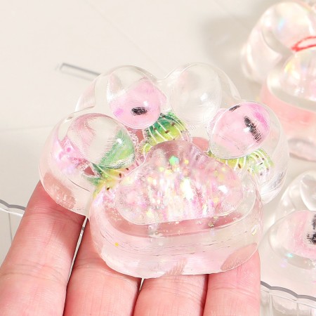 Jucarie Antistres Squishy, Flippy, Labuta de Pisica Pufoasa, cu Revenire Lenta, 7 x 6.5 cm, Model Ciuperca, Multicolor