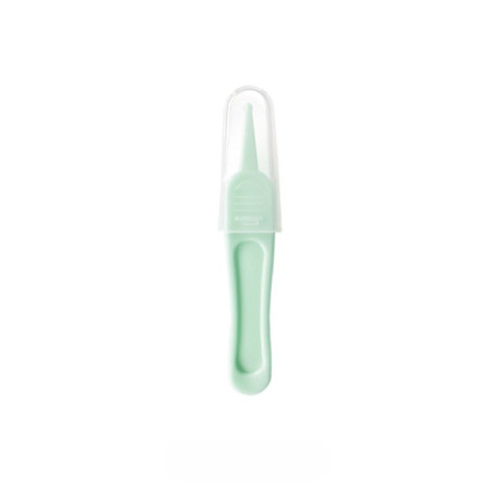 Aspirator nazal manual pentru bebelusi, anti-reflux, varf silicon, cu penseta si cutie depozitare, reutilizabil, verde