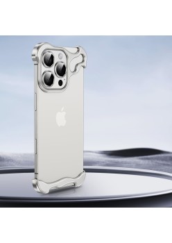 Husa Metalica Compatibila cu iPhone 16 Pro Max, Protectie pentru Colturile Telefonului si Camera, Aliaj, Antisoc, Antizgariere, Argintiu