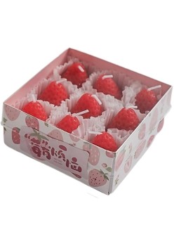 Set 9 Lumanari Parfumate, Flippy, Model Capsunici, Ardere 30 min, 117g, 9.3 x 9.3 x 3.8 cm, Rosu
