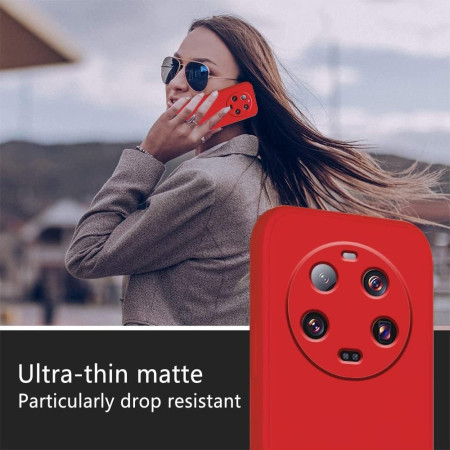 Husa de Protectie, Flippy, pentru Xiaomi 14 Ultra, Liquid Silicone, cu Microfibra pe Interior, Protectie Antisoc, Compatibil Incarcare Wireless, Rosu