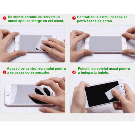 Folie de Protectie, Flippy, pentru iPhone 15 Plus, Tempered Glass 9D, Anti-Soc, Full Glue, Margini Negre, Transparent
