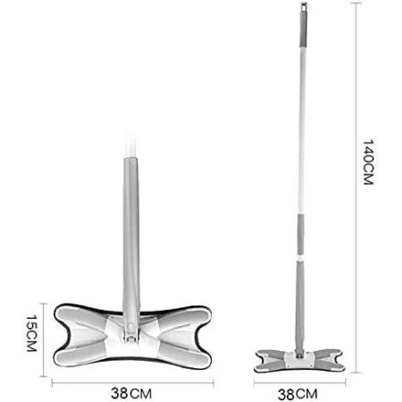 Mop Plat cu Laveta din Microfibra, Flippy, Pentru Uz Casnic, Sistem de Stoarcere X, Tija Telescopica 140 cm, Rotire 360°,38 x 140 cm, Verde