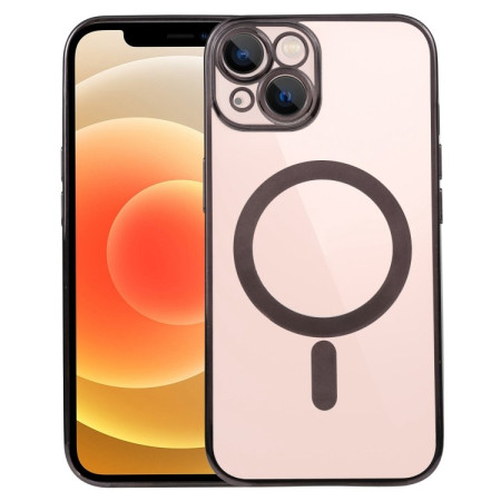 Husa MagSafe pentru Apple iPhone 13, Full Cover, Protectie camera, Margini colorate Electroplating, Magnetica, Incarcare Wireless, Flippy, Negru